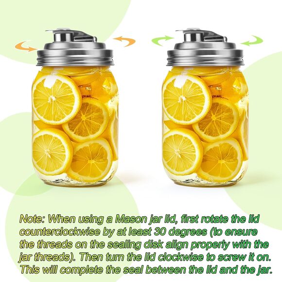 Amazon Mason Jar Pour Spout Stainless Steel Wide Mouth Spout Flip Cap Lids Set 2 - Picture 3 of 8